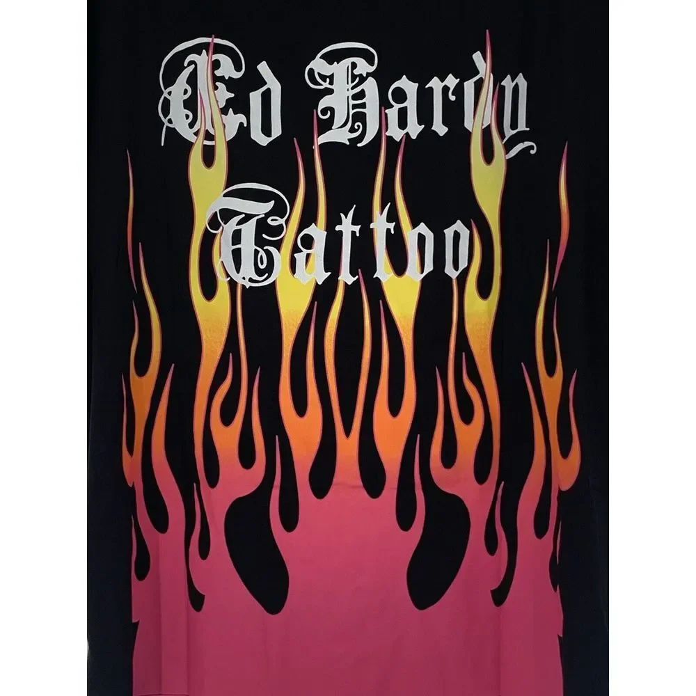 Ed Hardy NWT Tattoo Black Fire Heart Short Sleeve Button Up Men's Shirt Size Sm‎